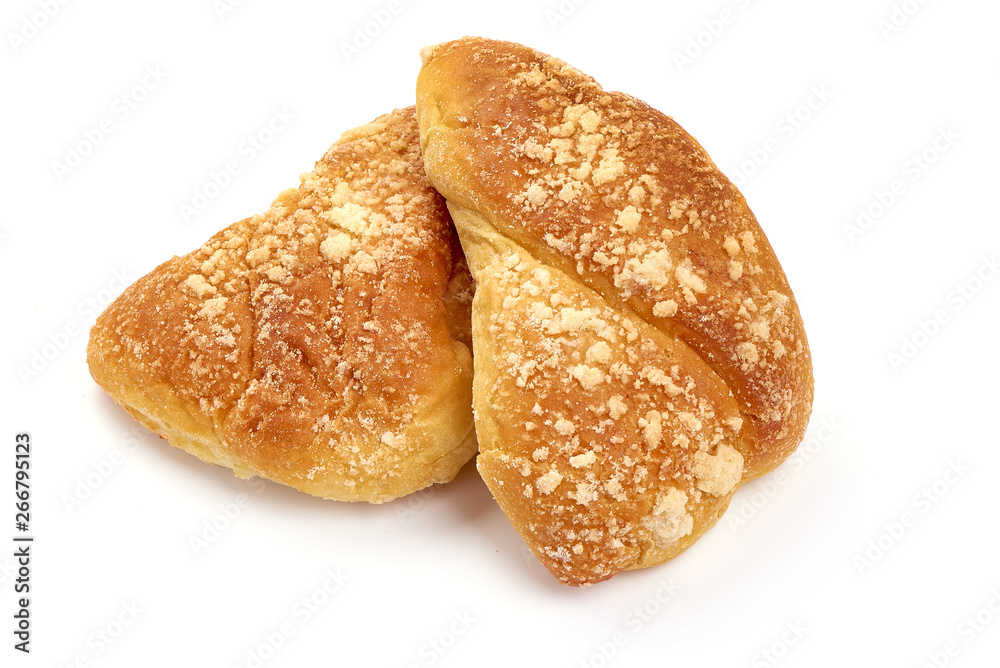 Bread rolls, sweet buns, close-up, isolated on white background Bread rolls, sweet buns, close-up, isolated on white background