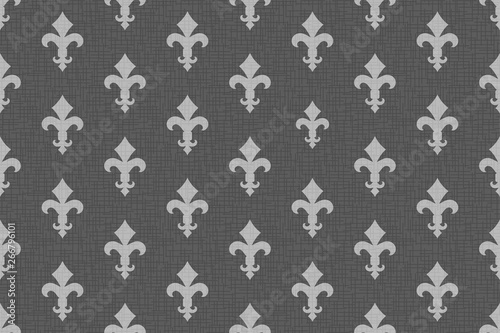 Vintage luxury Fleur-de-lis seamless royal background. France historic  ornamental pattern with heraldic symbol fleur-de-lis. Black and white style immaculate virgin symbolics. Vector illustration
