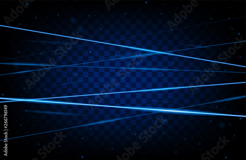 Blue realistic laser beam background. Laser rays iolated on transparent background. Modern style abstract. Bright shiny lasers pattern. Vector illustration
