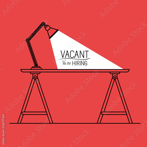 lamp desk with vacant message