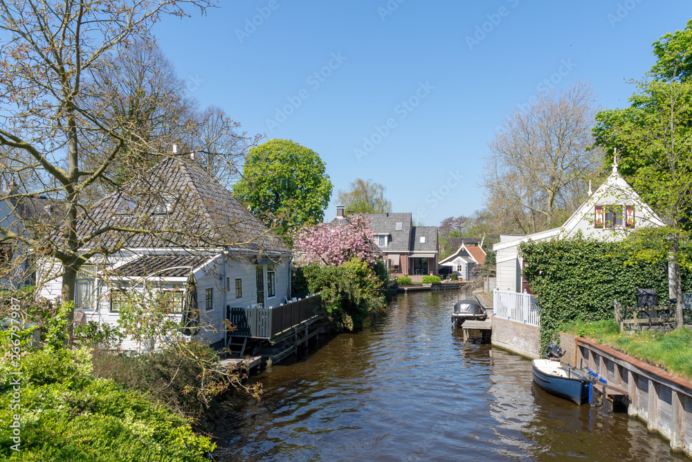 Small river in Broek in Waterland, The Netherlands