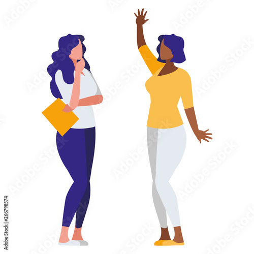 elegant interracial businesswomen avatars characters