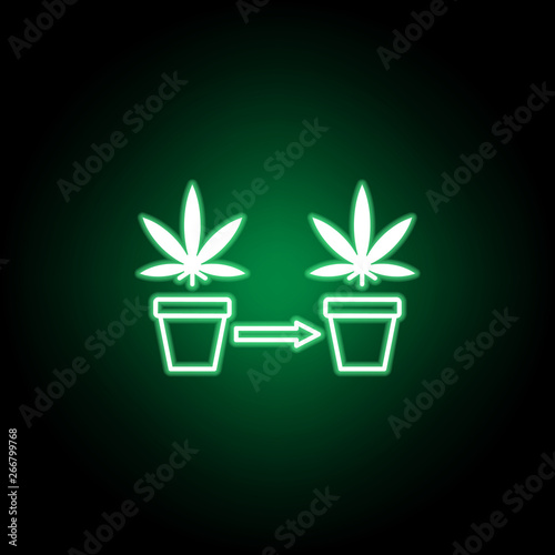marijuana weed, pot outline icon in neon style. Can be used for web, logo, mobile app, UI, UX