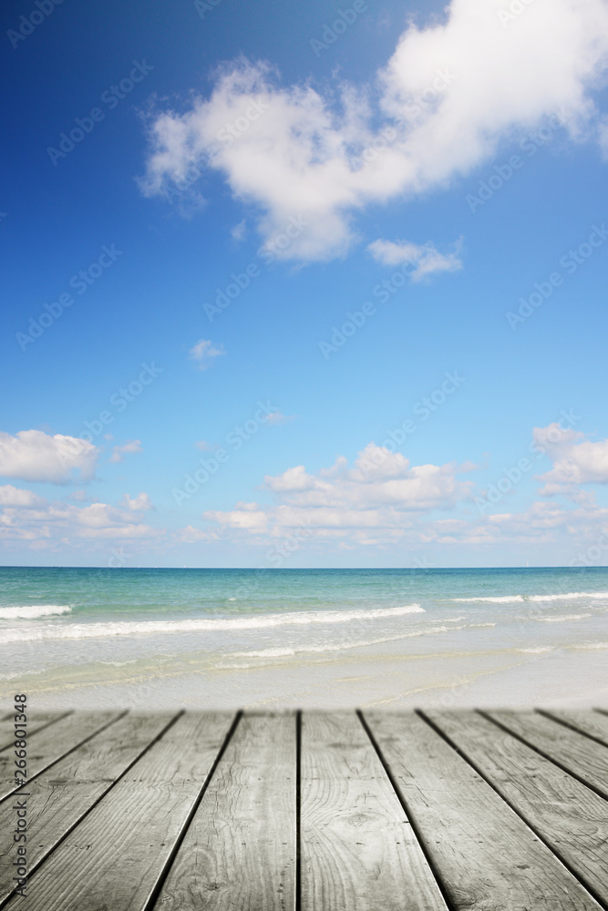 Tropical beach background and empty wooden, Summer. Tropical beach background and empty wooden, Summer.