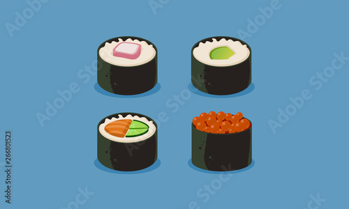 Sushi Maki Rolls Vector Illustration Icons