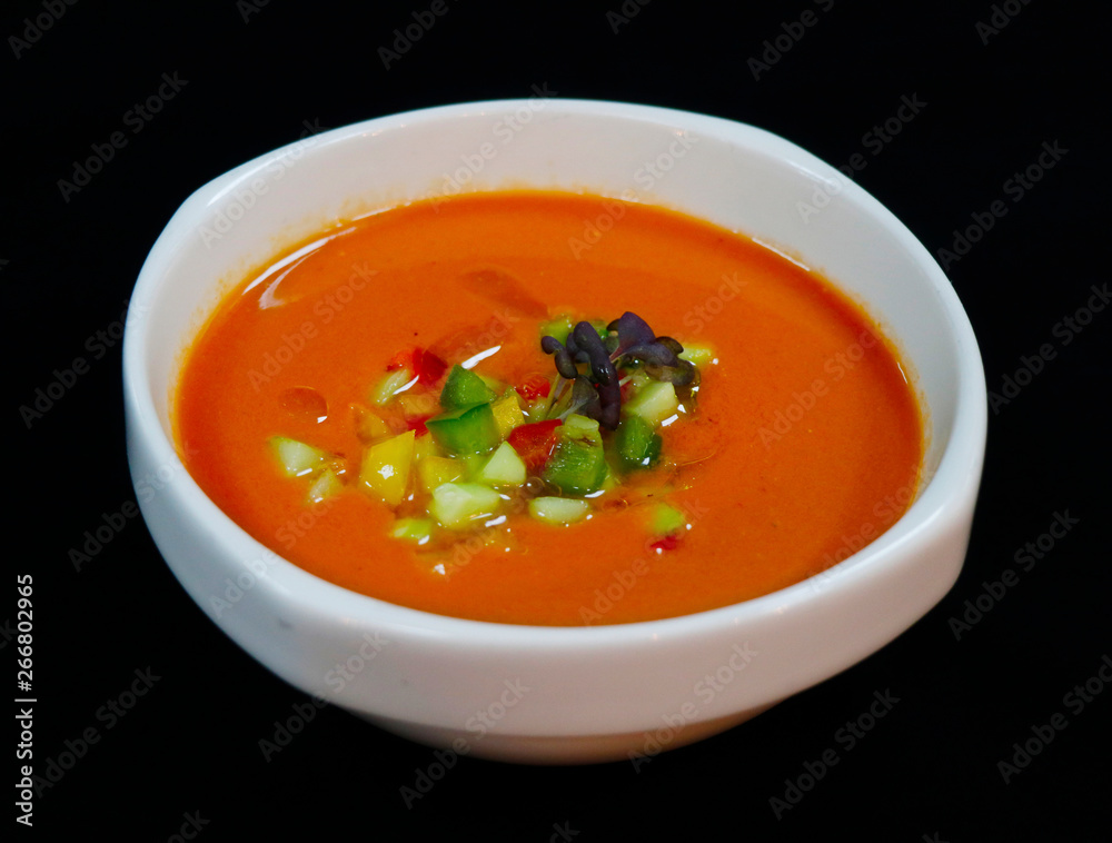 tomato gazpacho, one of the traditional cold soup in Spain tomato gazpacho, one of the traditional cold soup in Spain