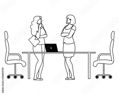 elegant businesswomen in the office scene