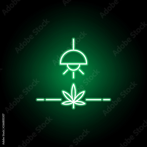 farming marijuana outline icon in neon style. Can be used for web, logo, mobile app, UI, UX