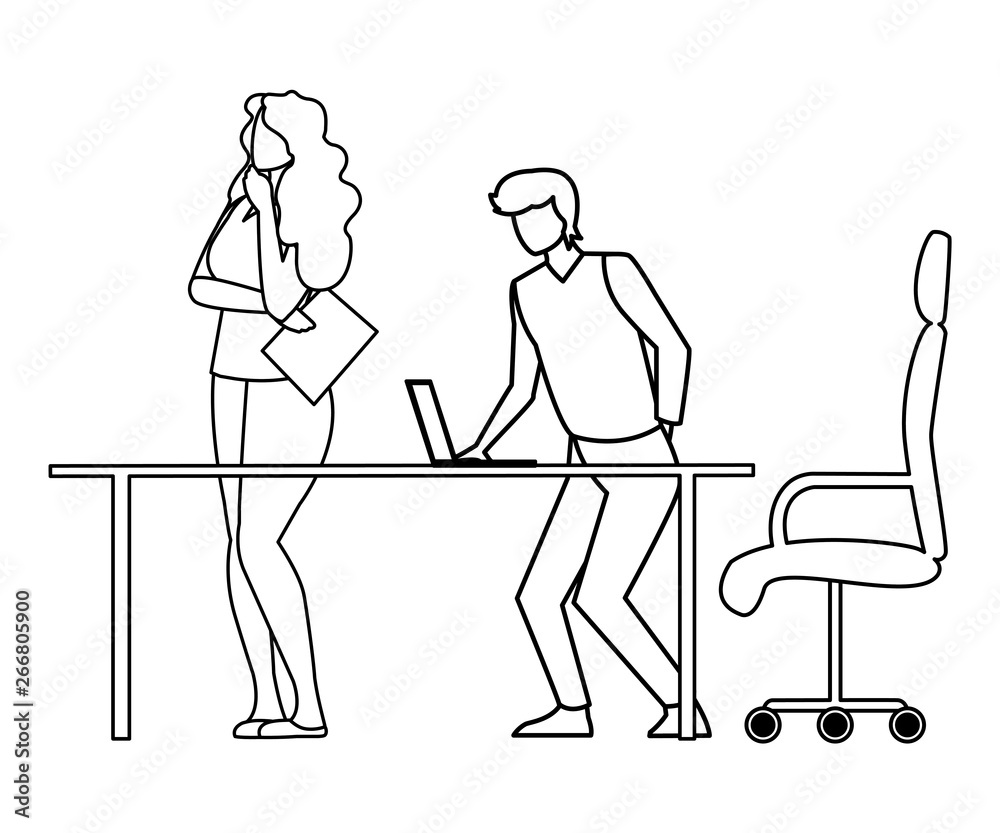 Obraz premium business couple with laptop in the office