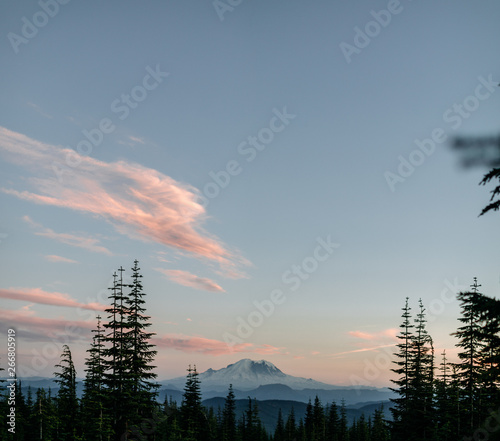 sunset view of Mt Rainier in Washington State