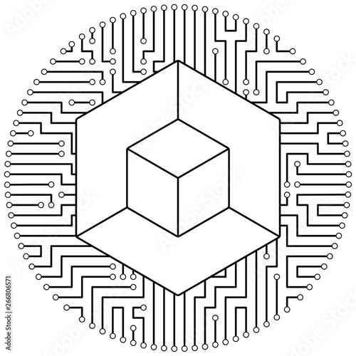 Russian miner coin - cryptocurrency coin. Vector thin line design single isolated icon. Lineart illustration on white background