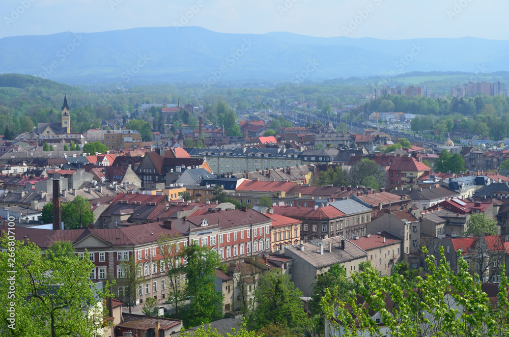 Fototapeta premium Cesky Tesin z lotu ptaka/Aerial view of Cesky Tesin, The Czech Republic
