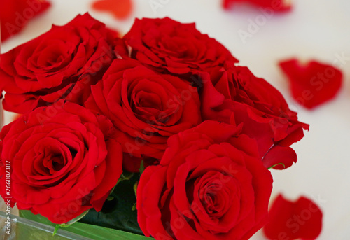 red rose flower bouquet in a table