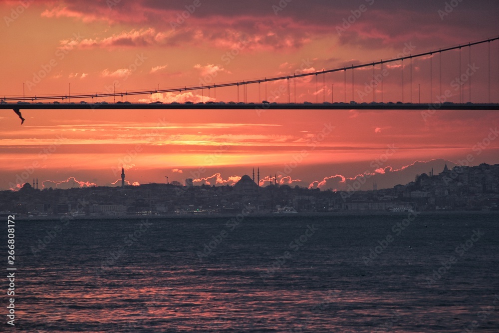 Istanbul Bosphorus Bridge and sunset Istanbul Bosphorus Bridge and sunset