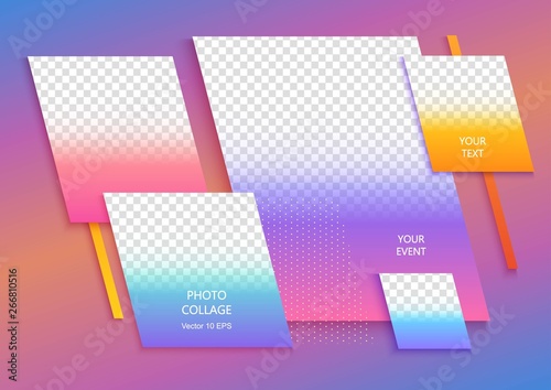 Template for photo collage or infographic in modern style. Frames for clipping masks are in the vector file. Template for a photo album	