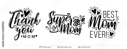 Set of greeting texts for Mother's Day holiday.
