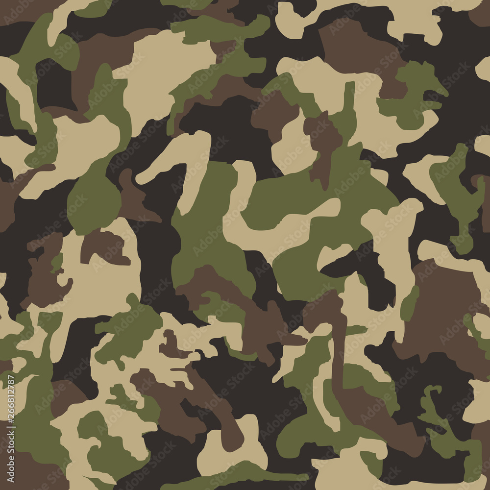 Fototapeta premium Camouflage pattern background seamless vector illustration. Classic clothing style masking camo repeat print.