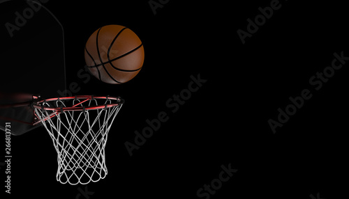 Basketball shot. professional close up on black background and sports fitness - 3D rendering © guguart