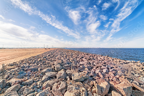 Wide angle sea coast indust...