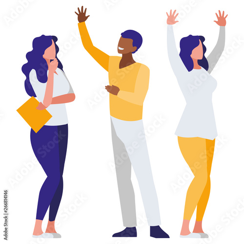 business interracial people teamwork characters