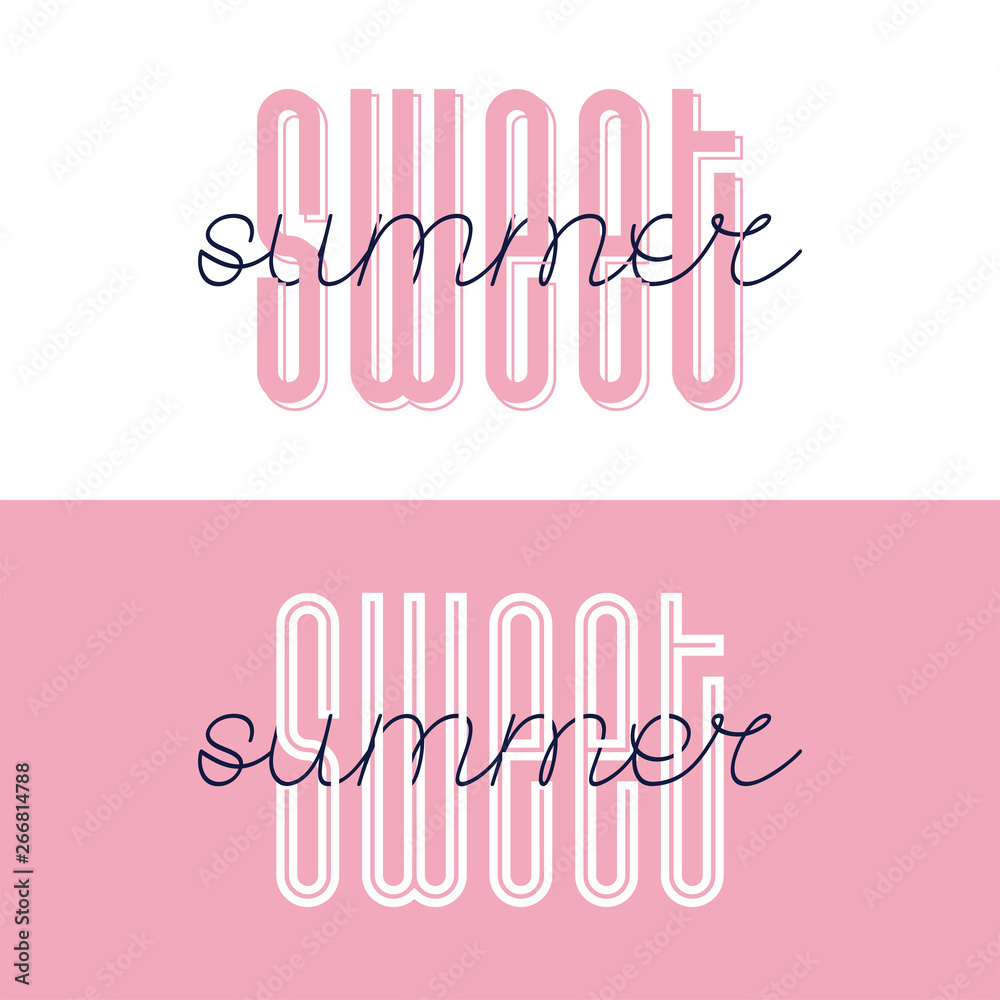 Sweet summer font lettering. Sweet Summer typography vector design for greeting cards and poster. Design template celebration. Vector illustration.