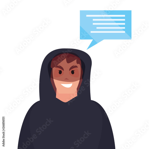 hacker man character speech bubble