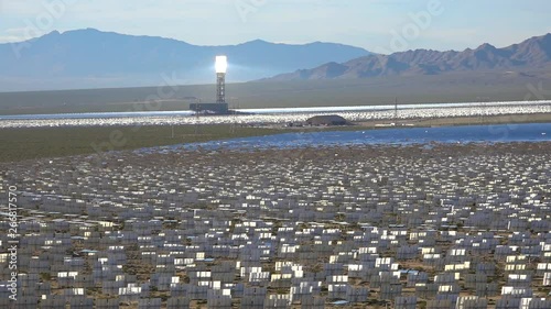 The massive Ivanpah solar power facility in the California desert generates electricity for America. photo