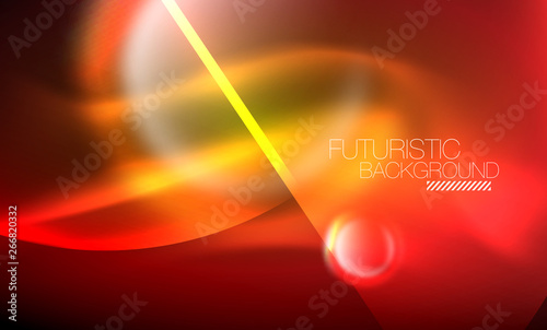 Vector glowing neon circles abstract background