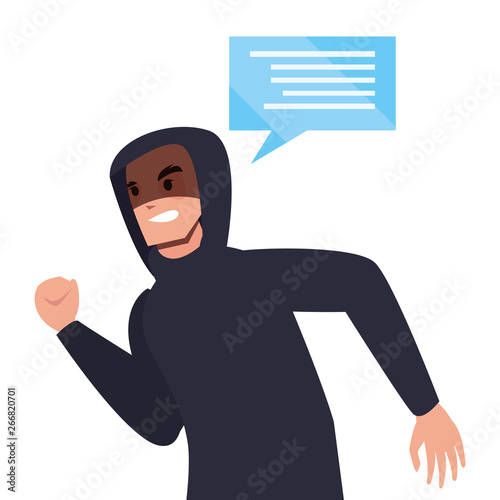 hacker man character speech bubble