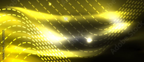 Glowing shiny neon squares abstract background, techno modern template
