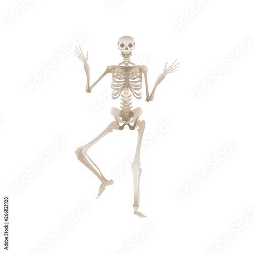Vector flat funny human skeleton dancing icon
