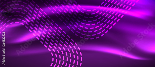 Glowing shiny neon squares abstract background, techno modern template