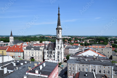 Town Hall in Zabkowice slaskie, Aerial view. Poland.