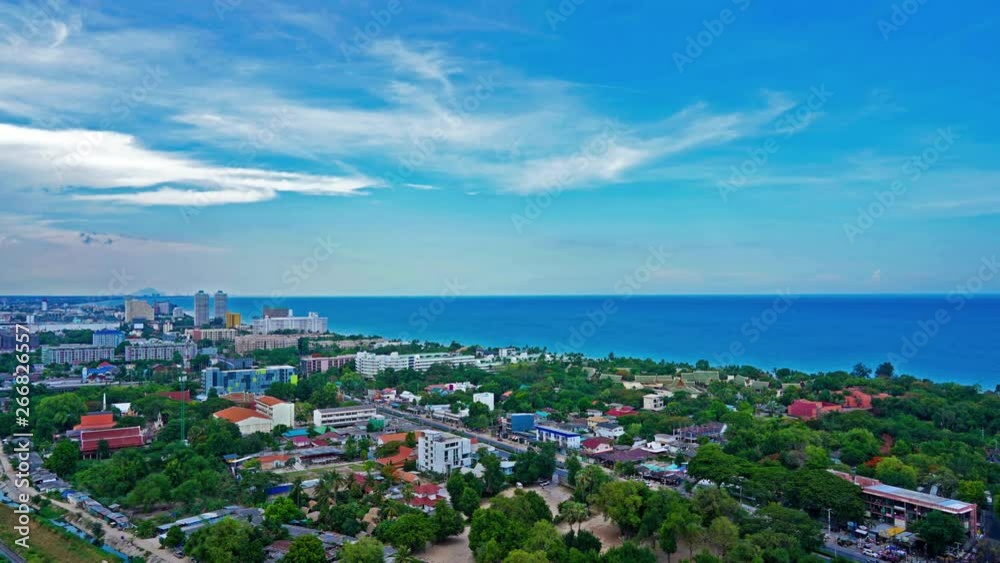 Lush green Hua Hin busy town city district, time lapse wide shot Lush green Hua Hin busy town city district, time lapse wide shot
