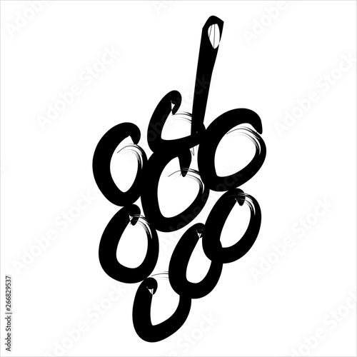 Grapes in calligraphy style illustration