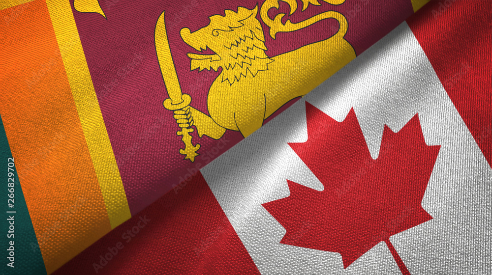 Sri Lanka and Canada two flags textile cloth, fabric texture Sri Lanka and Canada two flags textile cloth, fabric texture