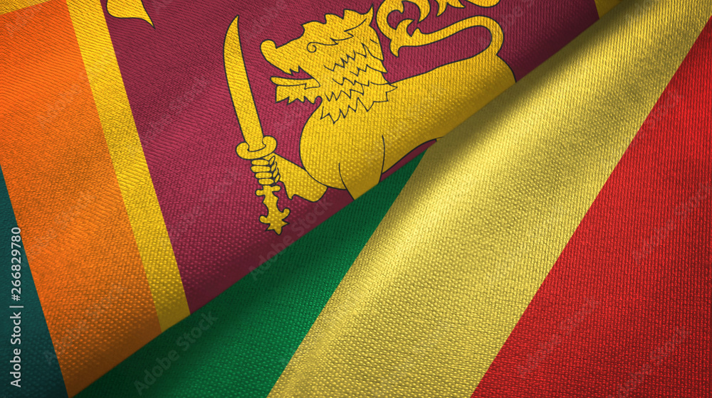 Sri Lanka and Congo two flags textile cloth, fabric texture Sri Lanka and Congo two flags textile cloth, fabric texture