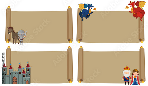 Set of medieval note template