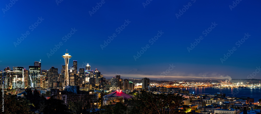 Seattle Washington cityscape sunrise
