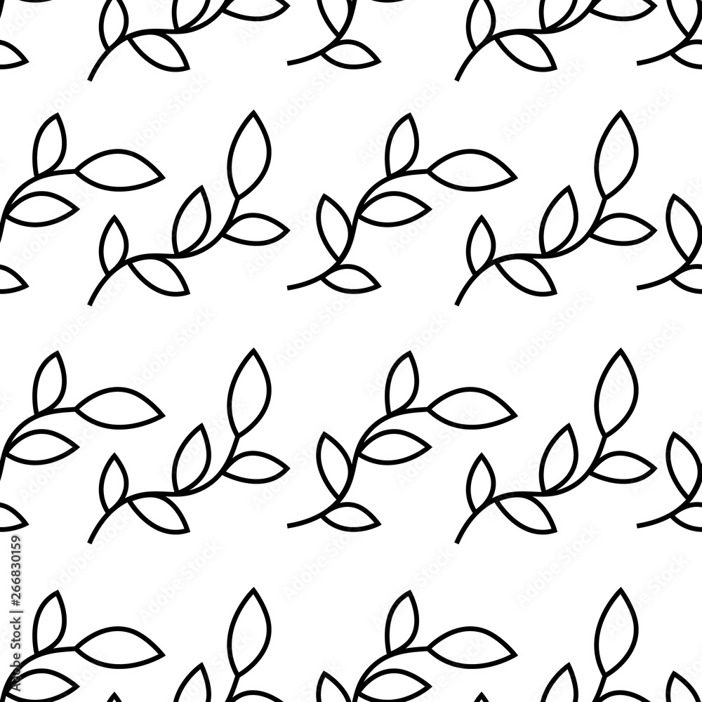 Pattern with contour branches on a white background Pattern with contour branches on a white background