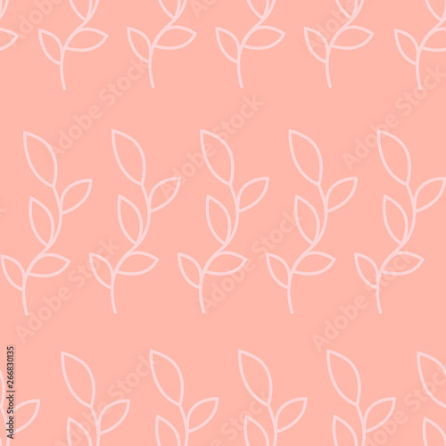 Pattern with light pink contour branches on a pink background