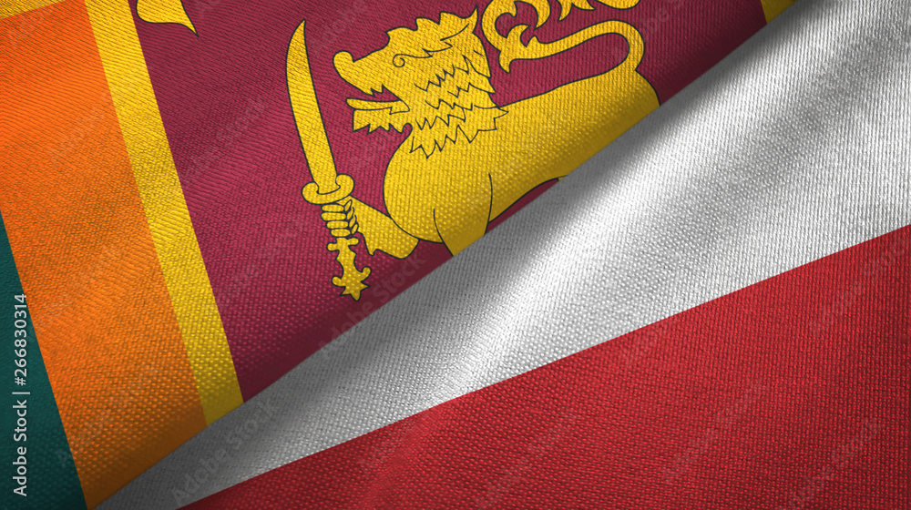 Sri Lanka and Poland two flags textile cloth, fabric texture Sri Lanka and Poland two flags textile cloth, fabric texture