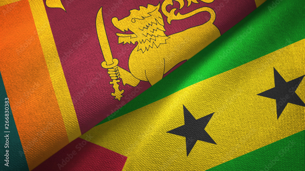 Sri Lanka and Sao Tome and Principe two flags textile cloth, fabric texture Sri Lanka and Sao Tome and Principe two flags textile cloth, fabric texture