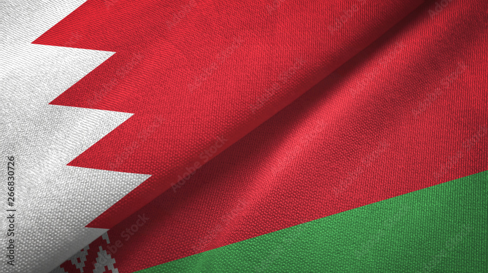 Bahrain and Belarus two flags textile cloth, fabric texture Bahrain and Belarus two flags textile cloth, fabric texture
