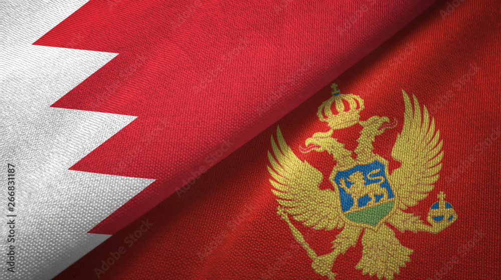 Bahrain and Montenegro two flags textile cloth, fabric texture Bahrain and Montenegro two flags textile cloth, fabric texture