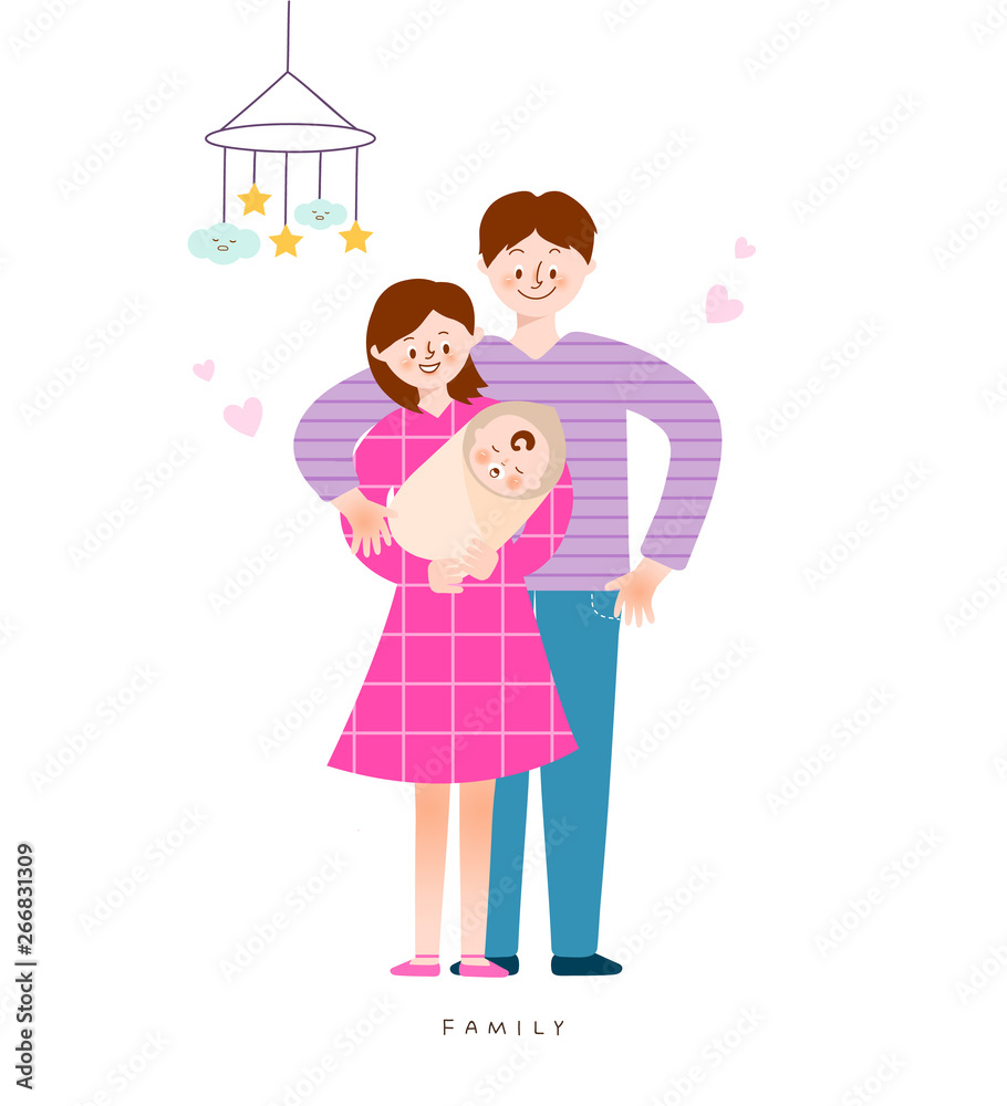 Happy family, Vector Illustration Happy family, Vector Illustration
