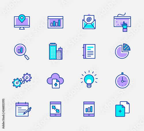 line icons, Neon color, Symbols for mobile and web graphics