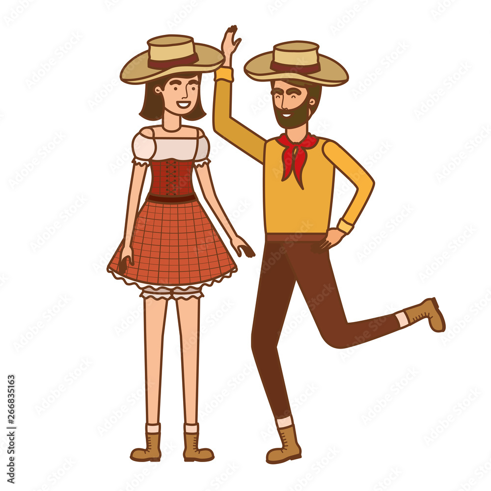 farmers couple dancing with straw hat farmers couple dancing with straw hat