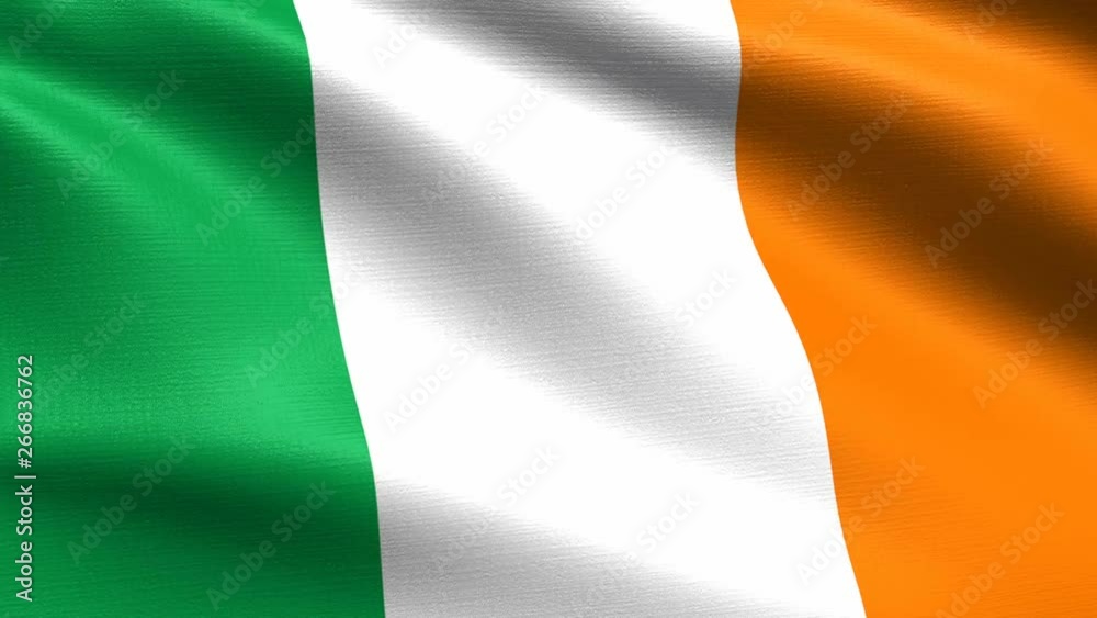 Realistic flag of Ireland, Seamless looping with highly detailed fabric texture, 4k resolution Realistic flag of Ireland, Seamless looping with highly detailed fabric texture, 4k resolution