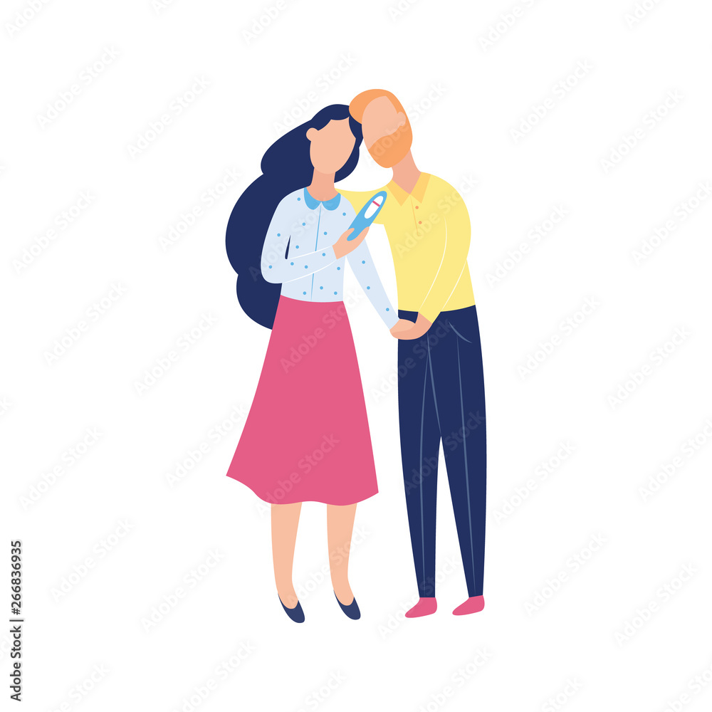 Young couple with negative pregnancy test, two cartoon characters - man and  woman looking sad over infertility problem Stock Vector | Adobe Stock
